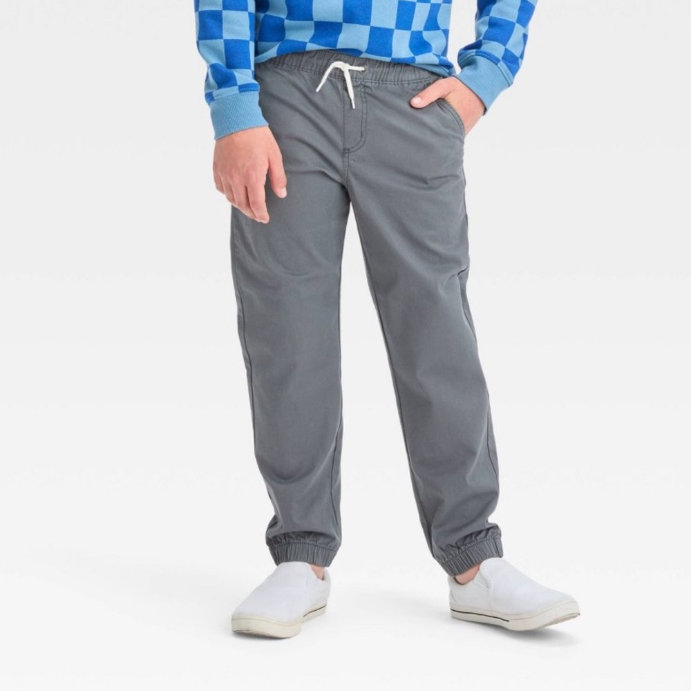 Boys' Stretch Woven Jogger Pull-On Pants-Cat & Jack Gray- 6-Reinforced Knee NWOT